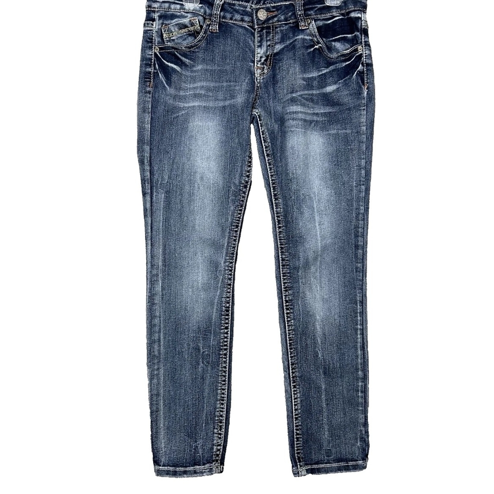 Wishful Park Women's Distressed Skinny Jeans in Medium Blue